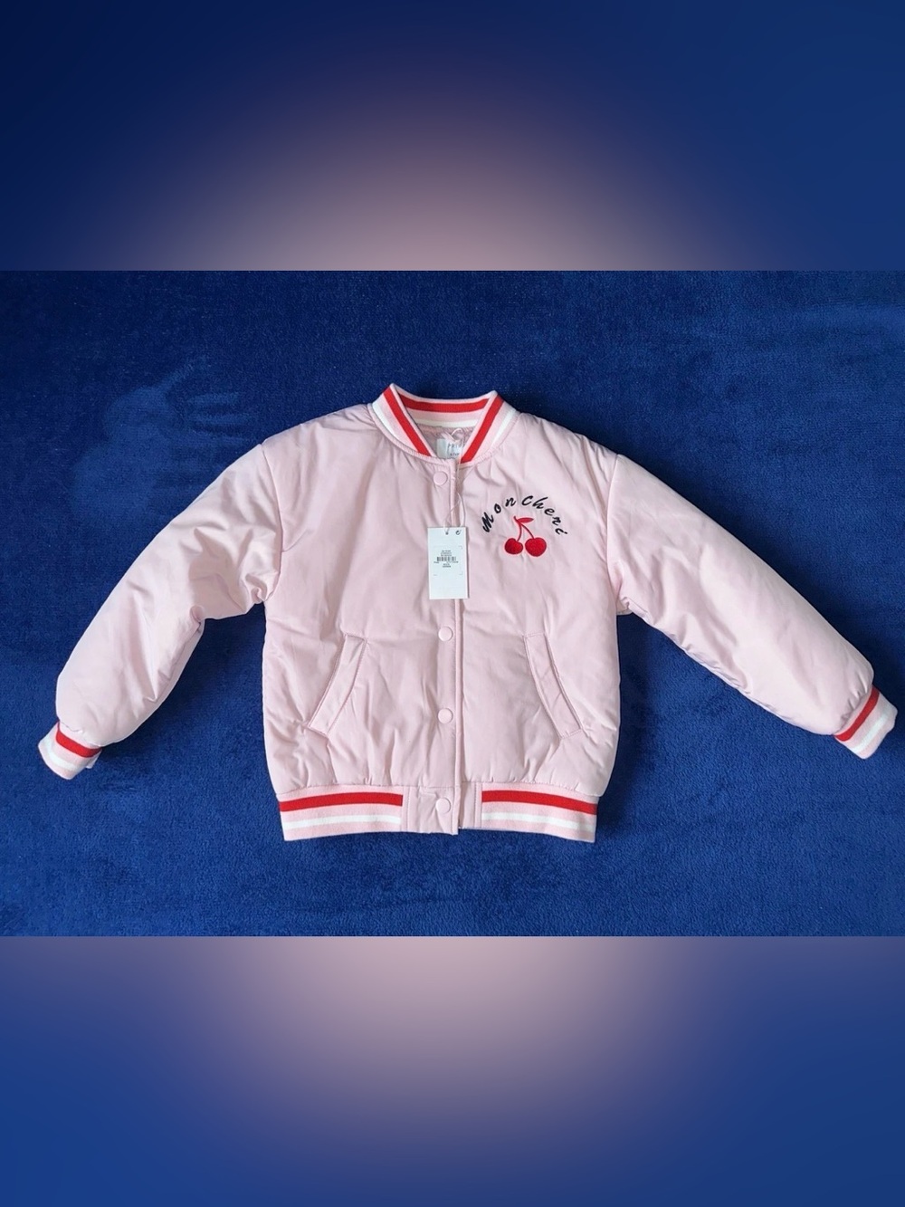 New Primark Cherry Mon Cheri Bomber Jacket Light Pink Red 6-7 Years NWT